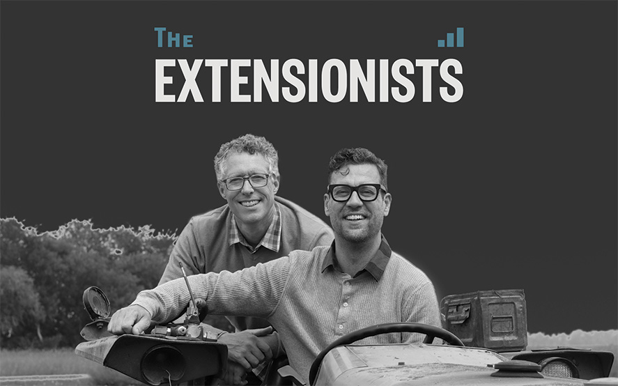 A photo of Toban Dyck and Jay Whetter for their podcast The Extensionists.